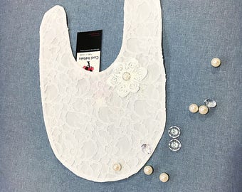 Baptismal bib, gorgeous lace church bib, christening drool lacy bib, spesial occasion lacy bib, baby girl's lacy bib, church bib, baptism