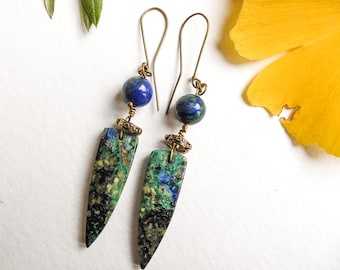 Spikes of blue-green Spears with tribal earrings