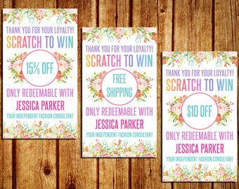 Scratch Off Cards - Home Office Approved - Business Card - Scratch To Win Cards - Floral Watercolor - Personalized - YOU PRINT