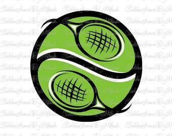 Tennis Svg Dxf Png Eps Files Vector tennis ball tennis racket logo clipart sports print Digital Download cutting file svg for silhouette