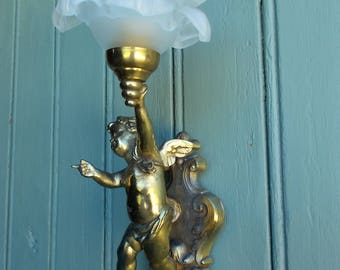 Pair of Angel Cherub Wall Lights / Scoonces