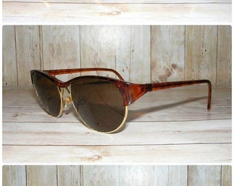 Vintage 80s deadstock clubmaster sunglasses tortoiseshell/gold frame (SG06)