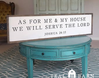 As For Me and My House We Will Serve the Lord -- Hand Painted Wood Sign Magnolia Market Fixer Upper Farmhouse Style