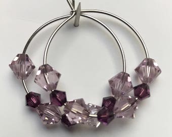 Swarovski Light Amethyst & Amethyst bicones Hoop Earrings