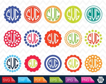 Circle Monogram Svg Circle Frames Svg Circle Monogram Frame Svg Polkadot Frame Svg Scalloped Round Border Svg Dotted frame svg Silhouette