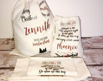 Personalised Santa Sack, Personalised Santa Bag, Christmas Stocking, Toy Sack, Christmas Present Sack, Large Canvas Sack, , Christmas Bag