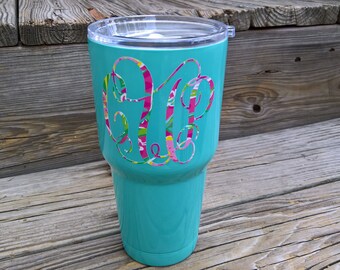 Powder Coated ~ Monogram Tumbler ~ Personalized Tumbler ~ Monogrammed Tumbler ~ Custom Tumbler ~ Beach Tumbler ~ Monogram Travel Cup ~ 30 oz