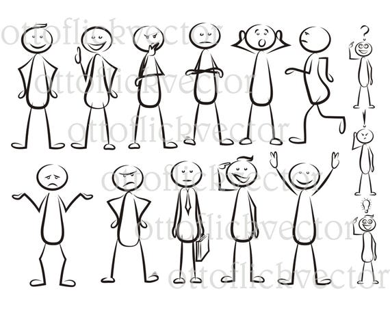 STICK MAN Vector CLIPART set of Stickman eps ai cdr png