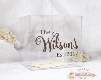 Personalized Wedding Card Box, Acrylic Card Box, Wedding Keepsake Box, Wedding Card Box with Slot, Card Box for Wedding, Card Box