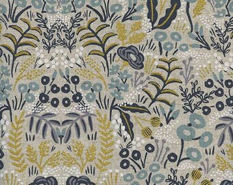 Tapestry Natural Linen Canvas - Canvas Upholstery Fabric - Cotton + Steel Menagerie - Rifle Paper Co - 8040-22 - Winter Home Decor Fabric