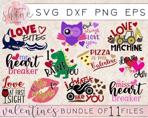 Download Valentine's Bundle of 11 svg dxf png eps Cutting Files for ...