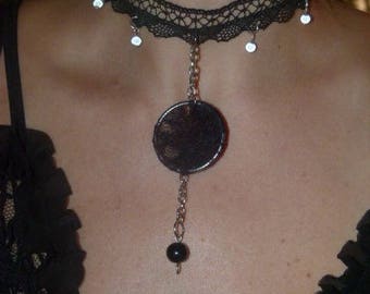 Necklace Black Lace and pearls