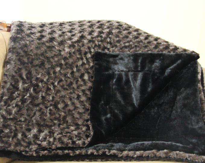Brown Swirl Minky & Black Faux Fur Blanket, Throw, Adult Minky Blanket, Child Minky Blanket, Christmas Gift, 60 x 72 Reversible Minkee