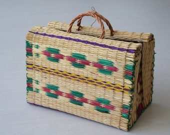 Reed Bag with handles, traditional portuguese bag, handmade, market basket, summer basket, shopping bag, bolsa de mercado, sac de marché.