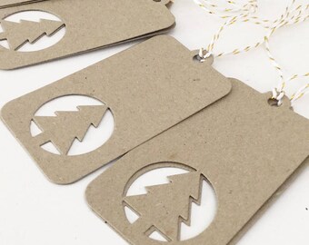 Rustic Christmas Tags x10, Holiday Gift Tags, Christmas Favor Tags, Christmas Wrapping, Christmas Labels, Kraft Tags, Christmas Tree Tags