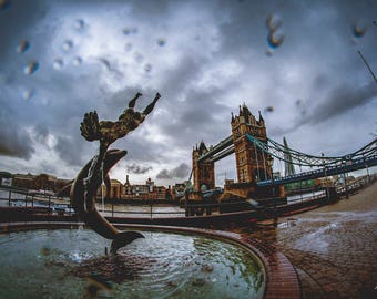 The Tower Bridge under rain