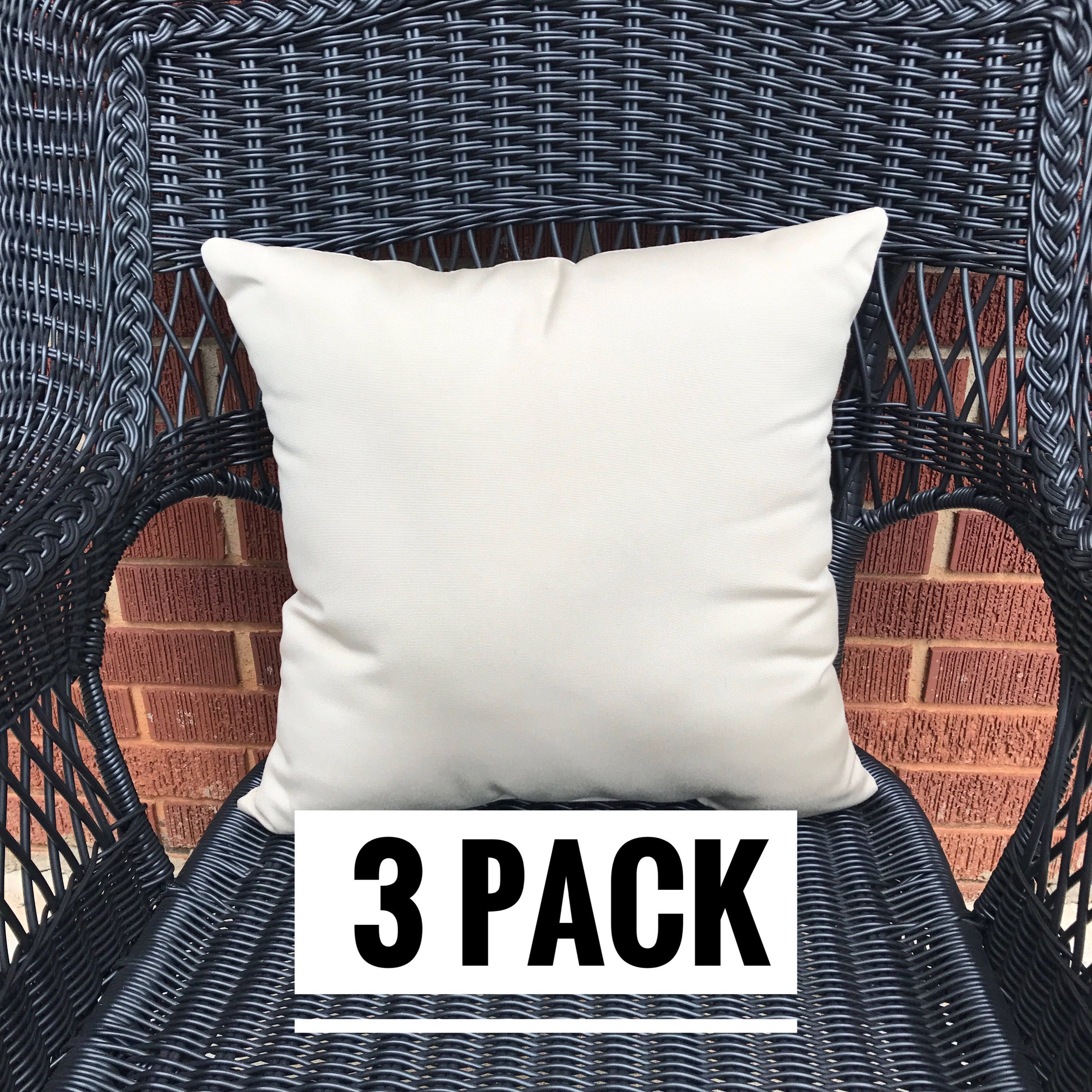 3 Pack of Sunbrella Canvas Beige Pillow Water Resistant