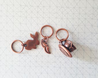 knitting stitch markers Alice in Wonderland inspired rabbit mustache Cup of tea for 7 mm needles / US 11