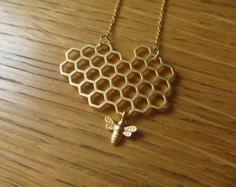 Golden honey bee necklace