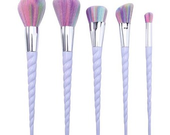 5 piece Unicorn Make Up Brushes Set
