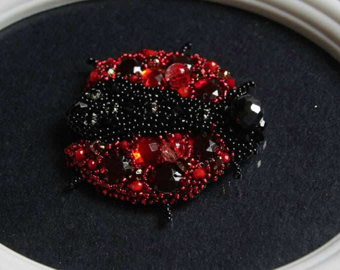 Brooch-ladybug, brooch-insect, jewelry handmade. Handmade brooch, embroidery Brooch Beaded. Pin brooch gift for her