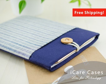 MacBook Pro Case MacBook 2017 MacBook Sleeve 13 Inch MacBook Pro Sleeve New MacBook Pro Cover Cover For MacBook Blue Striped Linen Pocket