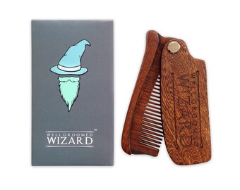 Beard Comb, Sandalwood Folding Beard, Moustache & Hair Comb, the perfect Pocket Sized Gift