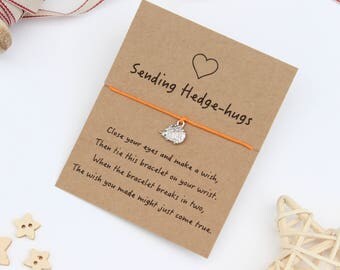 Hedgehog Wish Bracelet, Friendship Wish Bracelet, Hedgehog Bracelet, Hedgehog Jewellery, Hedgehog Charm Bracelet, Hedgehog Gift