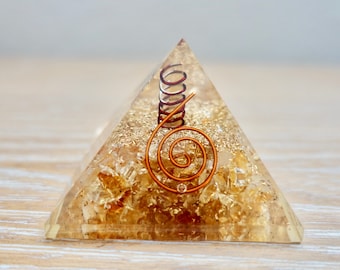 Success & Abundance 50-60mm Orgone Pyramid Citrine Stone Meditation Reiki Prayer Yoga Gift Crystal Healing Natural Quartz Chakra Handmade