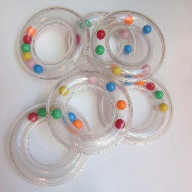 Baby Rattle Rings. 6 pieces. 63mm. Rattle Insert. Teether Toys