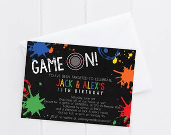 Paintball Birthday Invitation - Paintball Birthday - Paint Ball Birthday Invite - Digital/Printable OR Printed & Shipped!