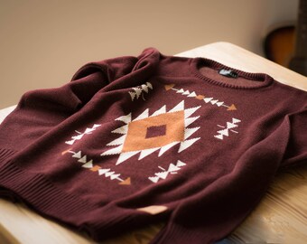 Knitted Navajo Sweater Native Pattern Vintage