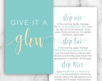 Rodan and Fields Give it a Glow Card // Rodan + Fields // Mini-Facial Card // Instant Download // R+F // R and F // Business Card