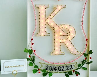String art with LED light : Couple Initials - style 2