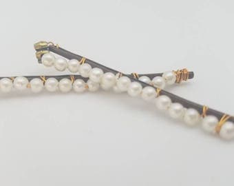 Pearl hair pins, wire wrapped bobby pins, wedding hair accessories