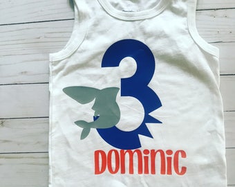 Shark Birthday shirt- birthday shirt- shark party-beach party-custom shirt
