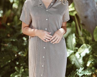 Vintage Silk Button Down Dress