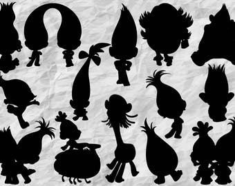 14 Trolls Silhouettes | Trolls SVG cut files | Trolls Cliparts | Trolls Printables | vinyldesign | wallprint | digital files | vectors