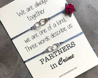 Partners in crime bracelet, Friendship bracelet, Best friend gift, Gift for friend, friendship bracelet set, Wish bracelet, Friendship, A40