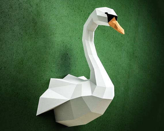 Papercraft Swan DIY paper craft model PDF template kit Low