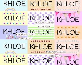 Name Stickers / Pastel Color Labels / Kids Name Labels / Multicolor School ID Name Labels / Waterproof Smear Proof Sticker Labels