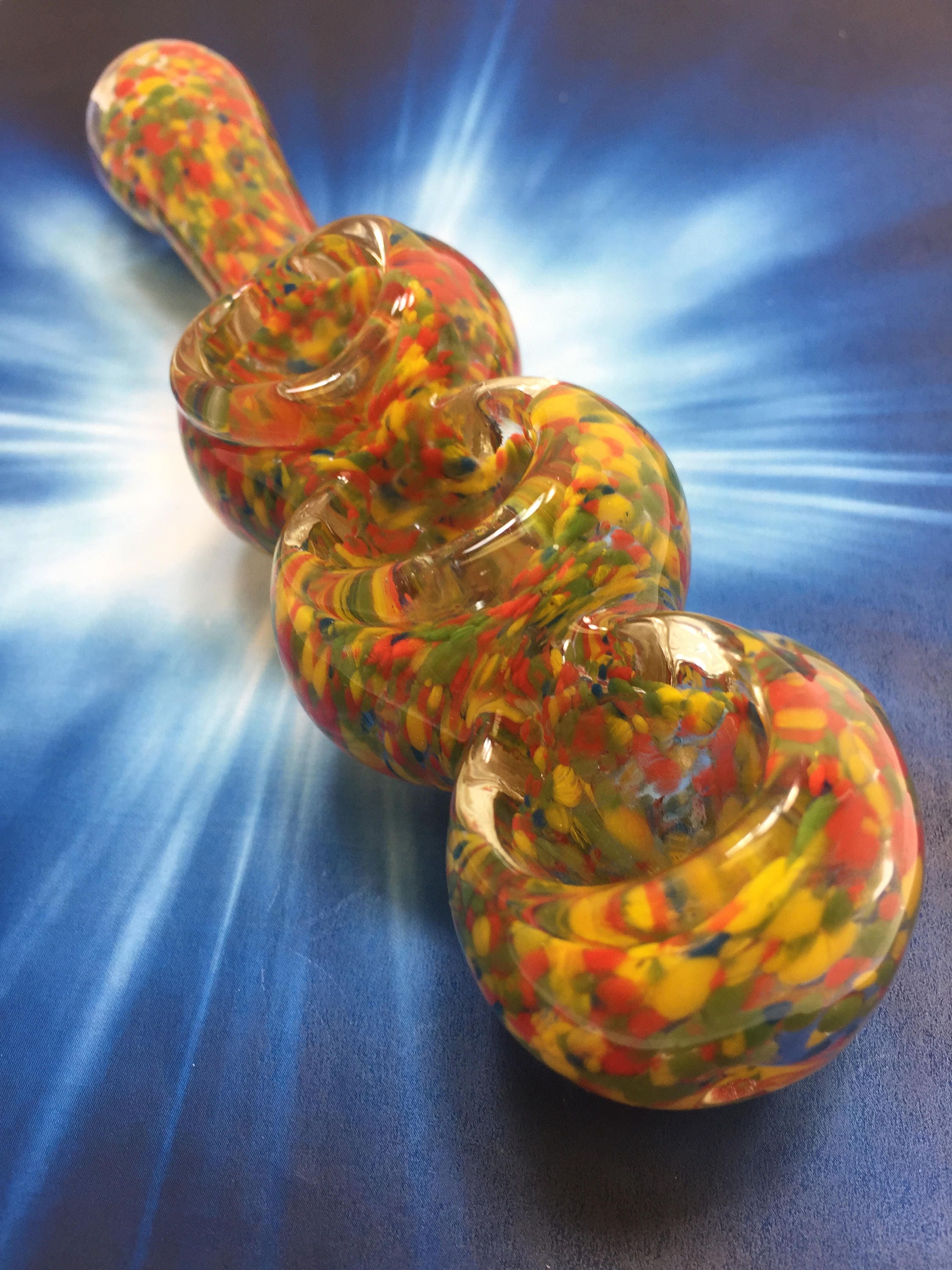 Jackson Pollock Triple Bowl Glass Smoking Pipe Tobacco Pipe