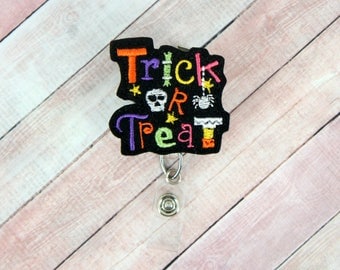 Halloween Badge Reel -Trick Or Treat Badge Pull - Candy Badge Reel - Feltie Badge Reel- Retractable ID Badge Holder - Badge Pull