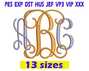 Interlocking Vine Monogram Font Embroidery / Interlocking Vine Monogram embroidery design/ INSTANT download