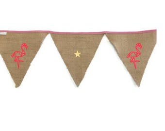 Pink Flamingo burlap Bunting