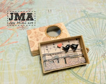 Matchbox Art- Love birds / Diorama / OOAK