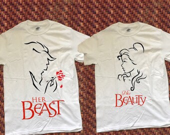 2 His Beauty Her Beast Set | Beauty and Beast Shirts | Disney Couple Shirts | Custom Shirts | Matching Disney Shirts | His & Her Shirts
