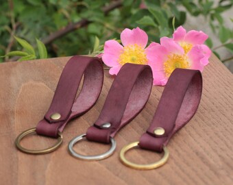 Personalized Leather Keychain Monogrammed Initial Key Fob Fathers Day Gift Custom Name Keyring Free Hand Stamped