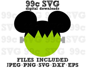 Frankenstein Mickey Mouse SVG DXF Png Vector Cut File Cricut Design Silhouette Cameo Vinyl Decal Disney Party Stencil Template Heat Transfer
