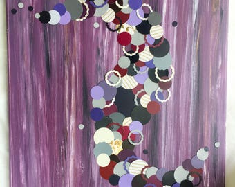 Purple Flowing Mixed Media Acrylic Painting 16x20